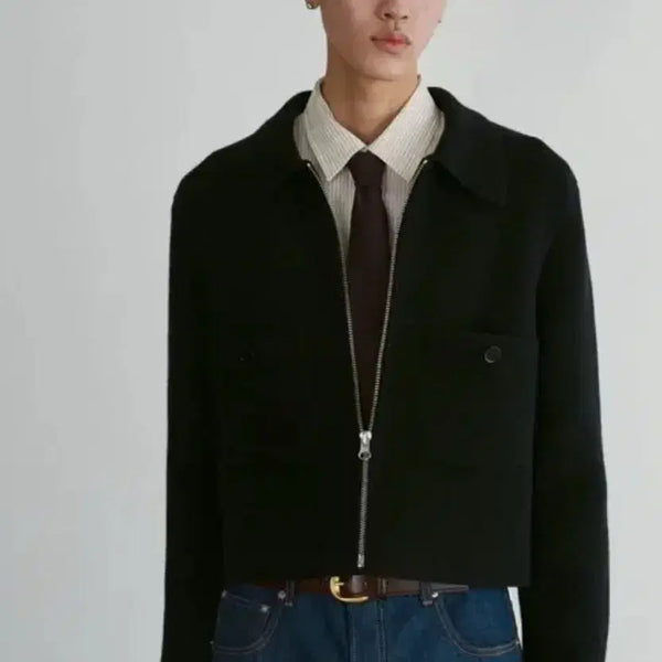 [BUNJANG] RECTO 24FW Ezra Compact Knit Zip-Up Jumper Cardigan Black / [새상품] 24FW 렉토 애즈라 컴팩트 니트 집업 점퍼 가디건 블랙