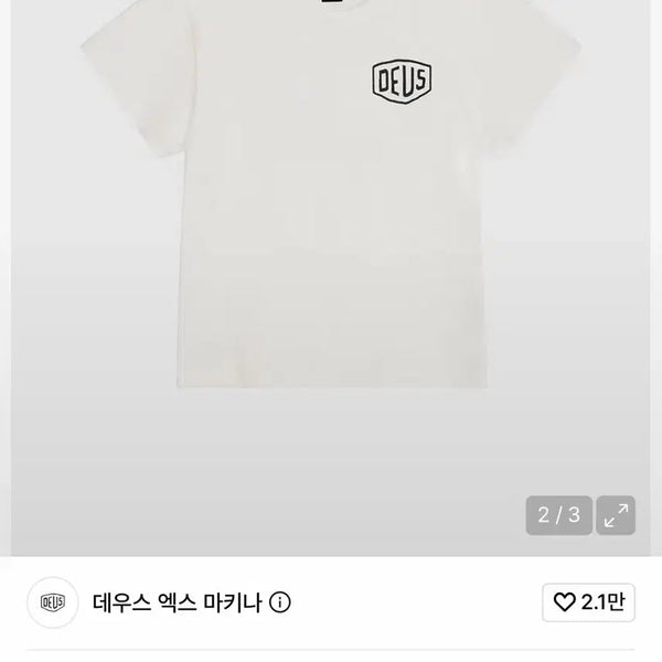 [BUNJANG] Deus Ex Machina Short Sleeve T-Shirt White (Women's 100) / 데우스 반팔 화이트(여성 100)