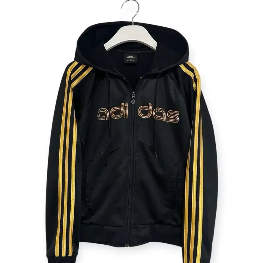 [BUNJANG] Adidas Black and Gold Hooded Track Top Jersey / 아디다스 검골 후드 트랙탑 져지