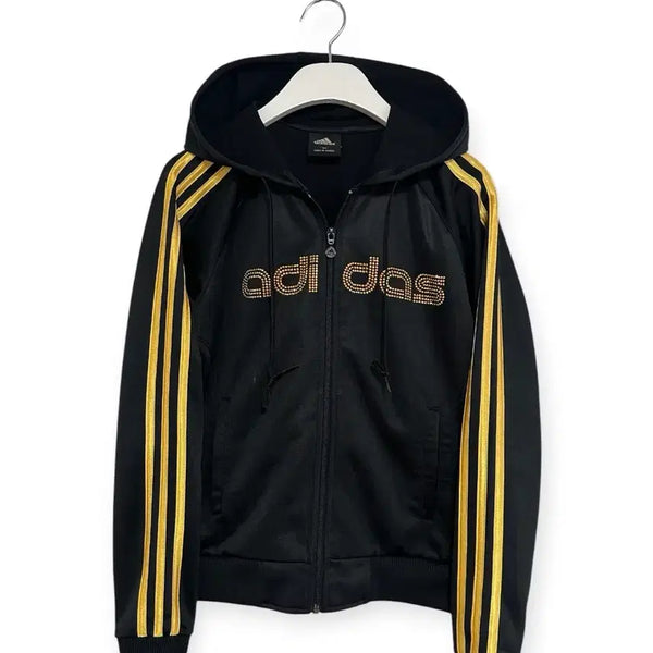 [BUNJANG] Adidas Black and Gold Hooded Track Top Jersey / 아디다스 검골 후드 트랙탑 져지