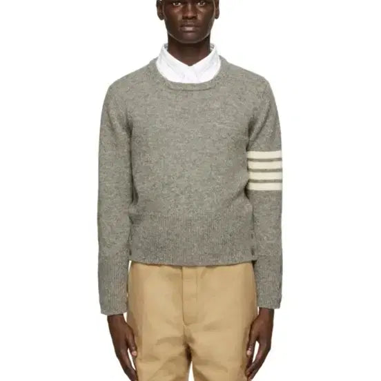[BUNJANG] Thom Browne Shetland Crewneck Wool Knit - Grey / (3 Size)톰브라운 셰틀랜드 크루넥 울 니트 3 사이즈 그레이