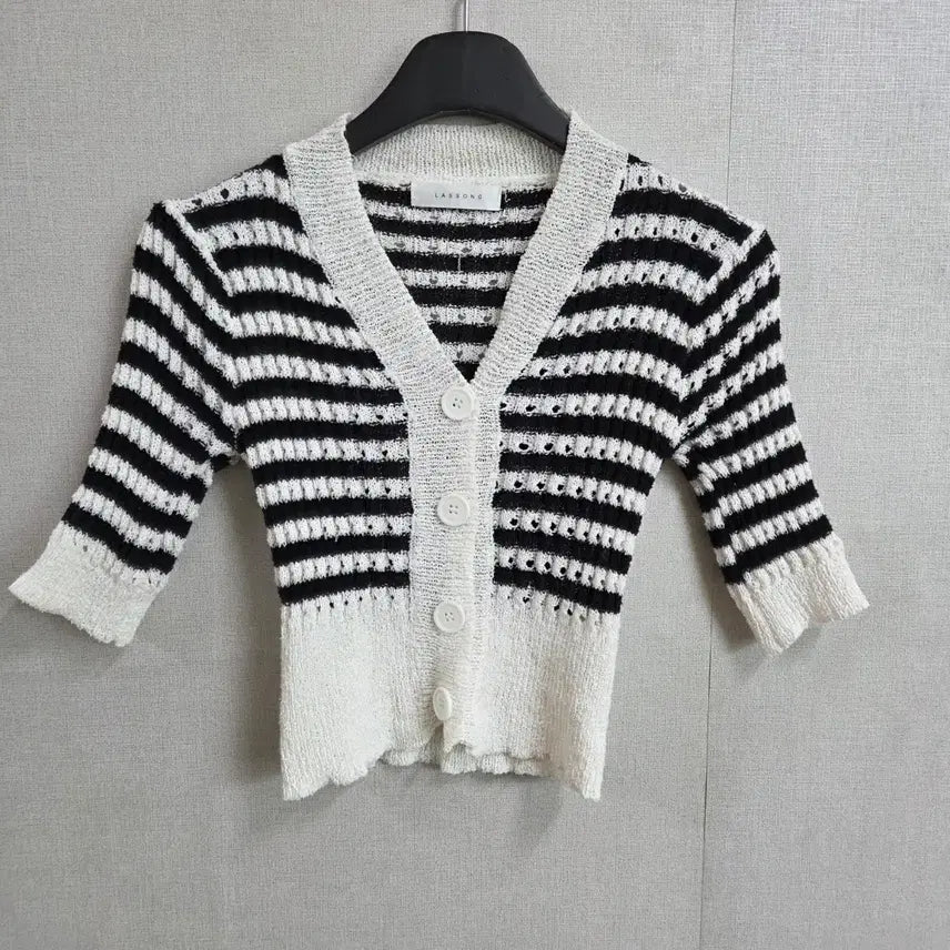[BUNJANG] LASSONG Women's 5-Sleeve Short Cardigan / LASSONG 여성 단가라 5부 소매 숏 가디건 F JJ3421
