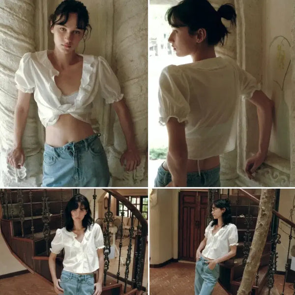 [BUNJANG] Thanat Wave Shirring Blouse / 타낫 Wave shirring blouse (26ss)