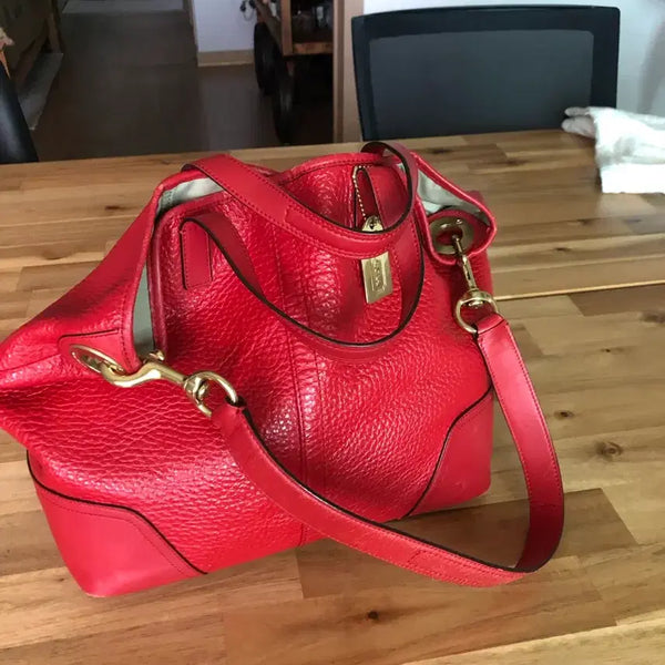 [BUNJANG] Coach Red Leather Shoulder Bag / 정품코치 레드가죽솔더백