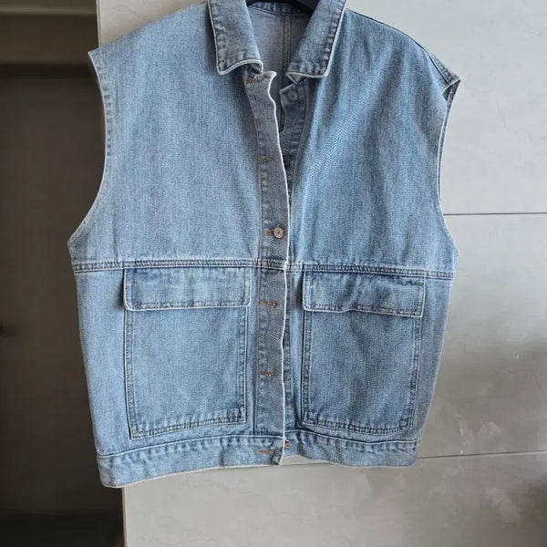 [BUNJANG] MISCODE Light Wash Denim Vest 66-88 Size / 미스코드 데님 조끼 연청 66~88사이즈