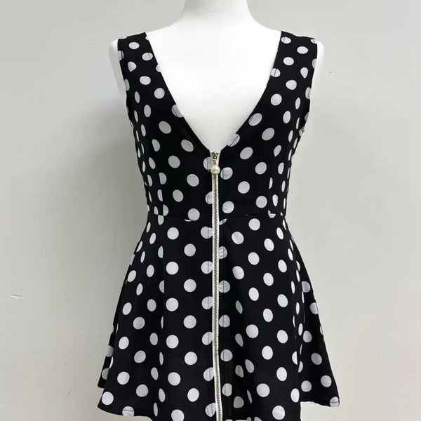 [BUNJANG] Love Junkie Vintage Polka Dot Sleeveless Bustier Top / 빈티지 도트 블랙 슬리브리스 뷔스티에 나시