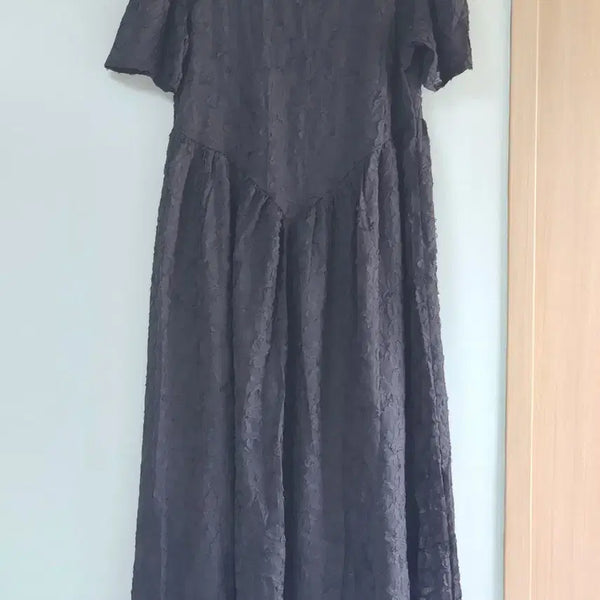 [BUNJANG] Black Flower Pattern Puff Sleeve Long Dress / 블랙 플라워 패턴 퍼프소매 롱 원피스