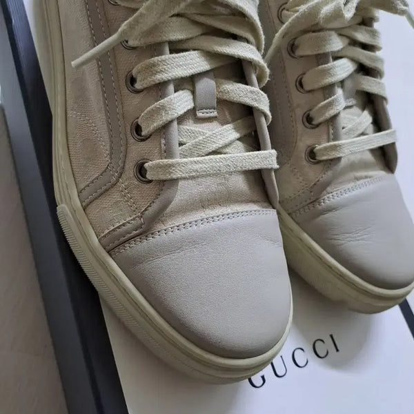 [BUNJANG] Gucci GG Canvas Sneakers Beige / 구찌 캔버스 스니커즈 베이지