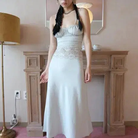 [BUNJANG] Rouge Sleepover Lace Meadow Dress Baby Sage / 루즈슬립오버 레이스 매도우 드레스 베이비 세이지