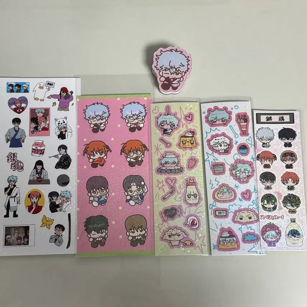 [BUNJANG] Gintama Goods Sticker Set and Gintoki Acrylic Clip / (일괄) 은혼 비공굿 스티커 5장, 긴토키 아크릴 집게 빵주머니 캥떵이 젯젯