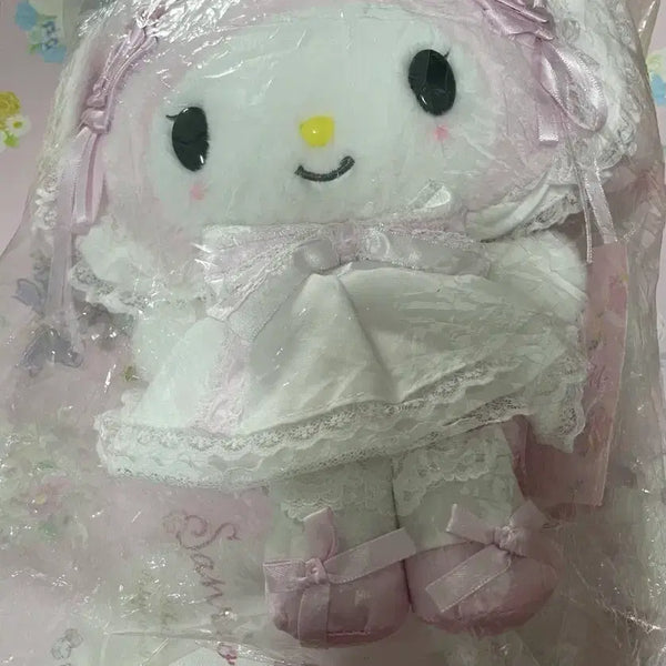 [BUNJANG] Sanrio My Melody White Frill Plush Doll / (정품) 마이멜로디 화이트프릴 누이