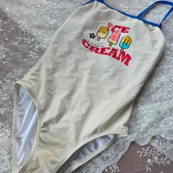 [BUNJANG] Vendis White Ice Cream Monokini Swimsuit / 벤디스 화이트 아이스크림 모노키니 수영복