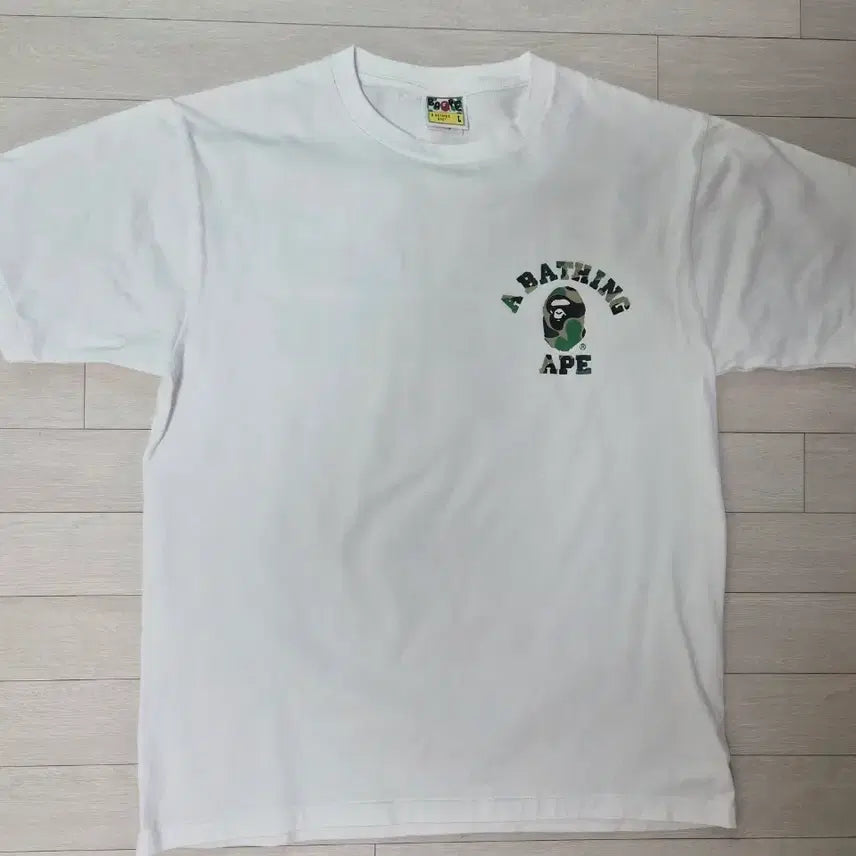 [BUNJANG] BAPE Camo College Short Sleeve T-Shirt White L / 정품 베이프 카모 컬리지 반팔 화이트 L사이즈