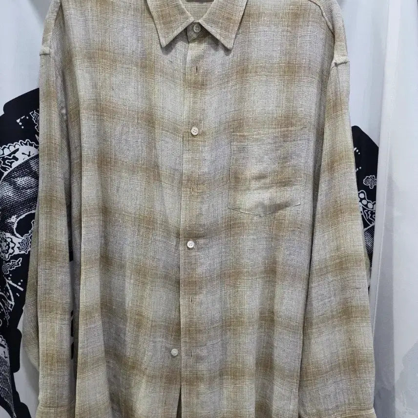 [BUNJANG] MOMADesign Checked Shirt Beige Size 46 / 모마디자인 체크 셔츠 베이지 46사이즈