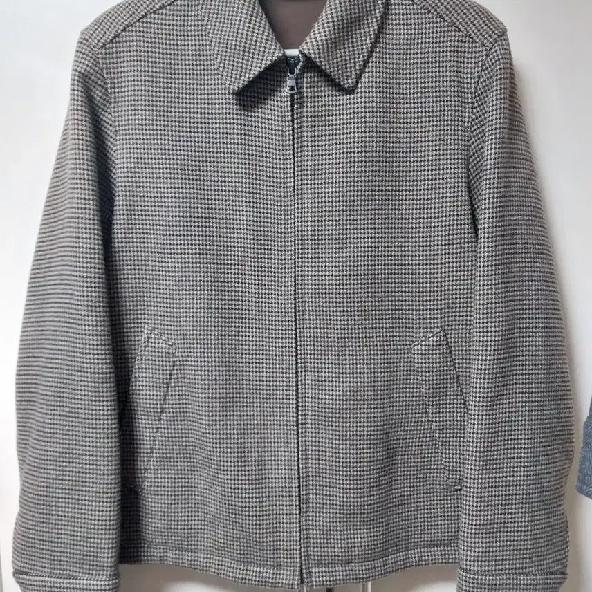 [BUNJANG] Uniqlo Houndstooth Check Single Collar Blouson Jacket L / 유니클로 싱글칼라 블루종 하운드투스체크 L