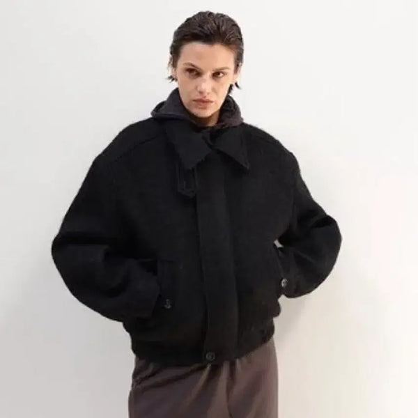 [BUNJANG] London Plot Milling Bomber Wool Zip-Up Jacket Black / 런던플랏 밀링 봄버 울 집업 자켓 검정( 무료배송 )