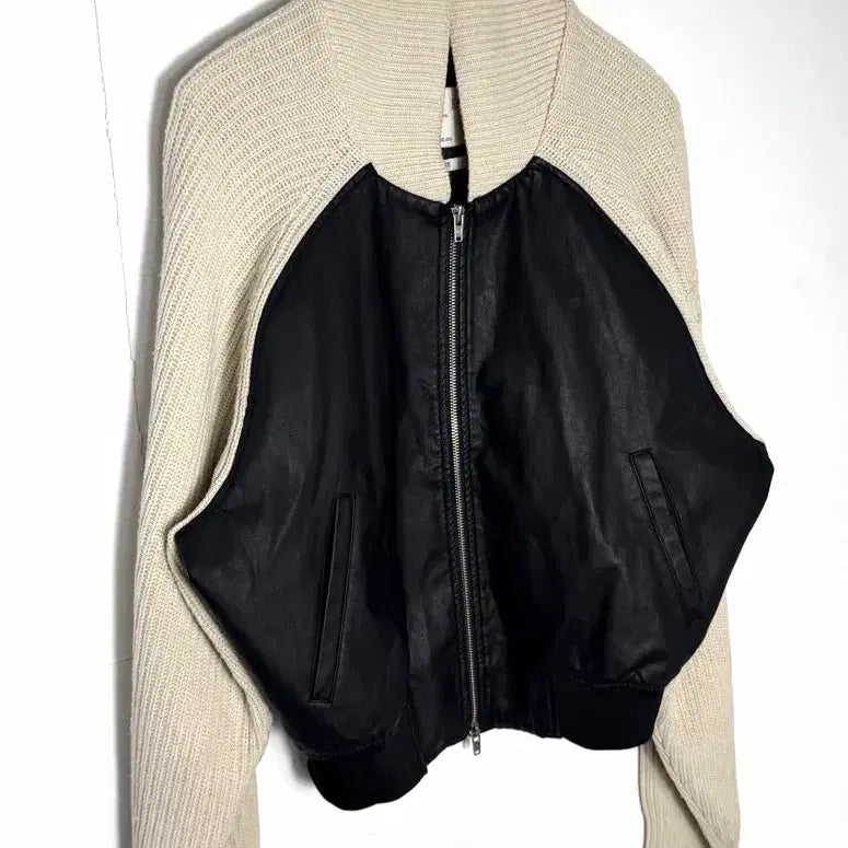 [BUNJANG] Matinkim Leather Knit Mix Jacket / 마뗑킴 자켓