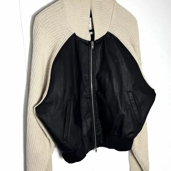 [BUNJANG] Matinkim Leather Knit Mix Jacket / 마뗑킴 자켓
