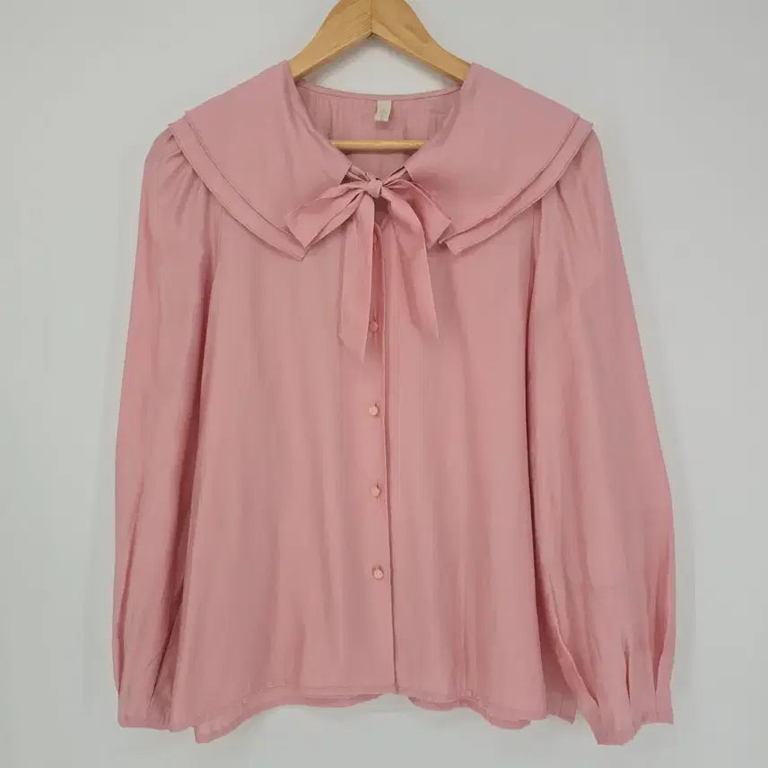 [BUNJANG] Pink Ribbon Collar Blouse / 핑크 리본 카라 블라우스 [B21223]
