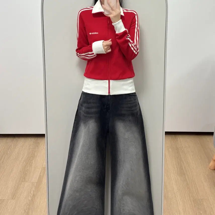 [BUNJANG] Adidas Beckenbauer Spellout Track Top Jersey / 아디다스 베켄바우어 스펠아웃 흰빨 트랙탑 져지