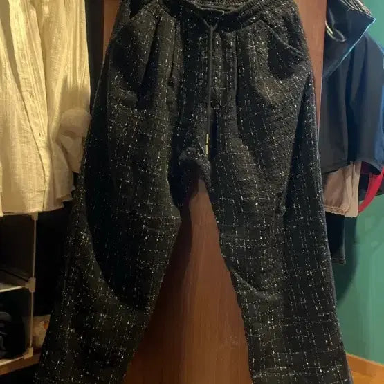 [BUNJANG] Tweed Pattern Elastic Waist Pants / 트위드 패턴 밴딩 팬츠 새상품