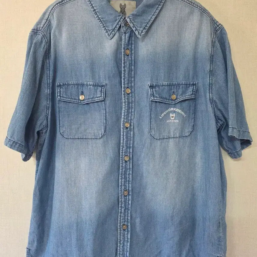 [BUNJANG] Life Work Denim Short Sleeve Shirt / 라이프워크 데님 반팔 셔츠