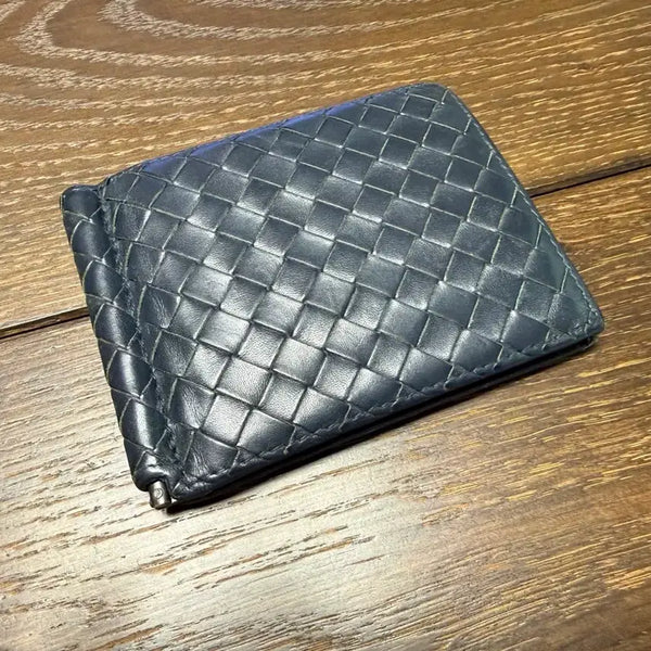 [BUNJANG] Bottega Veneta Intrecciato Bifold Wallet Navy / 보테가베네타 인트레치아토 머니클립 반지갑 네이비
