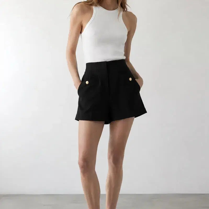 [BUNJANG] H&M Gold Button Short Pants / H&M 금장 버튼 숏 팬츠