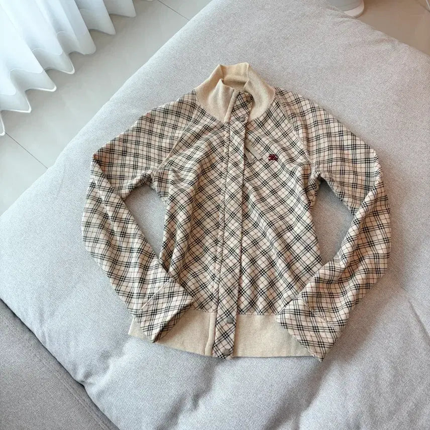 [BUNJANG] Burberry Check Cardigan Beige Cotton / 버버리 체크 가디건 베이지