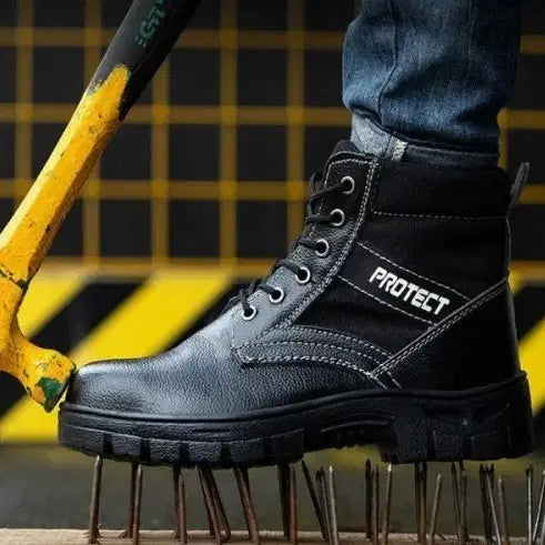 [BUNJANG] Men's Leather High-Top Work Boots / 남성 가죽 작업화