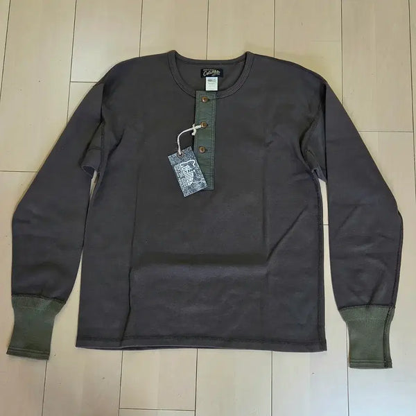 [BUNJANG] Colimbo Henley Long Sleeve Shirt Olive / 콜림보 헨리넥 긴팔 셔츠 올리브