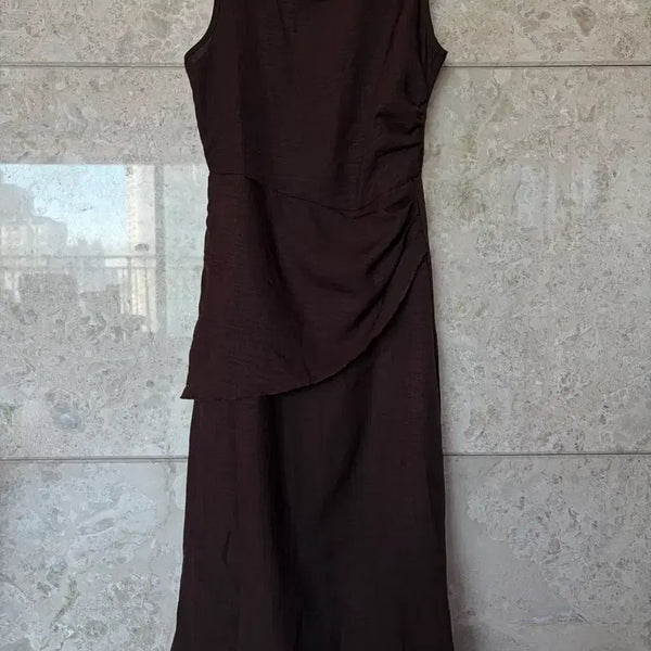 [BUNJANG] Women's Sleeveless Long Dress - Brown / 여성 브라운 민소매 롱 원피스