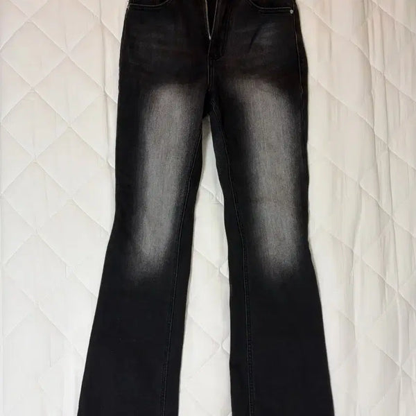 [BUNJANG] High Waist Bootcut Denim Pants / 하이웨스트 부츠컷 데님 팬츠 여성 흑청 연청