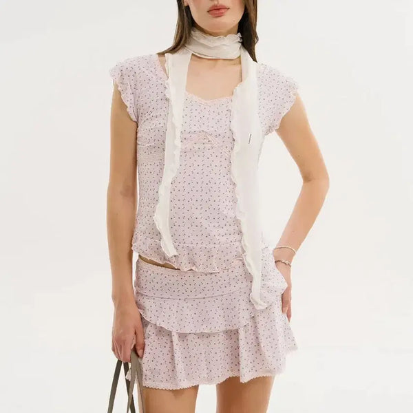 [BUNJANG] 3times Glazed Top & Skirt Set Pink / 새상품) 쓰리타임즈 글레이즈 탑 스커트 세트 핑크