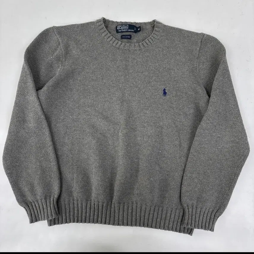 [BUNJANG] Polo Ralph Lauren Cotton Knit Sweater Medium Grey / 폴로 랄프로렌 니트 그레이
