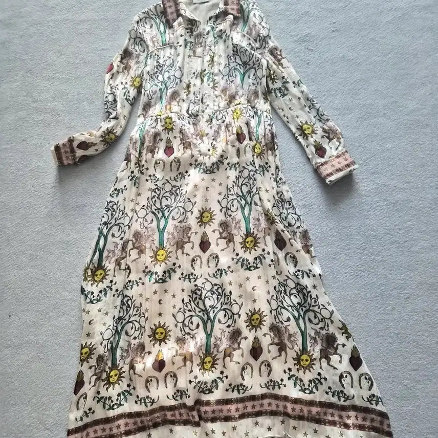 [BUNJANG] Sandro Ethnic Pattern Long Dress / 산드로 에스닉 패턴 롱 원피스
