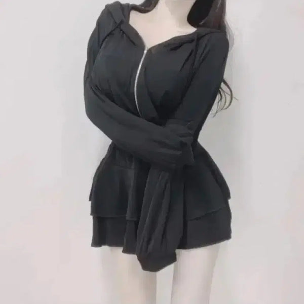 [BUNJANG] Youlala 2-Tier Ruffle Flare Mini Skirt (Black) / [유어로즈]2단 캉캉 플레어 미니스커트 (블랙)