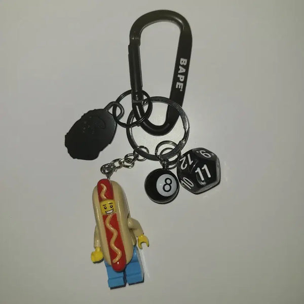 [BUNJANG] Bape Carabiner Hotdogman Lego Eightball Dice Keychain / [새상품] 베이프 카라비너 핫도그맨 레고 에잇볼 다이스 키링 열쇠고리