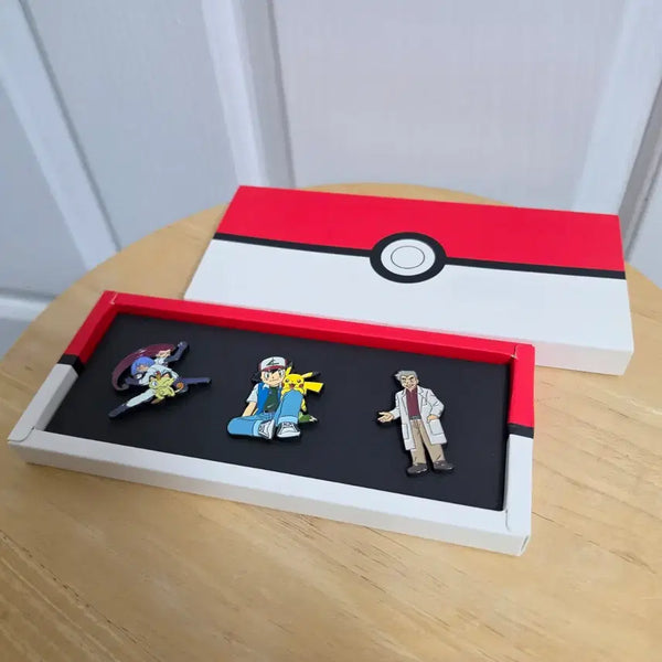 [BUNJANG] Cineshop Pokemon Dr. Oak, Team Rocket, Ash & Pikachu Badge Set / 씨네샵 포켓몬스터 뱃지 오박사, 로켓단, 지우피카츄