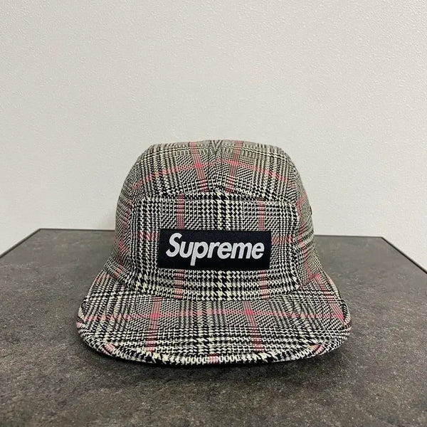 [BUNJANG] Supreme Box Logo Camp Cap Check Grey / 슈프림 박스로고 캠프캡 모자 체크 그레이