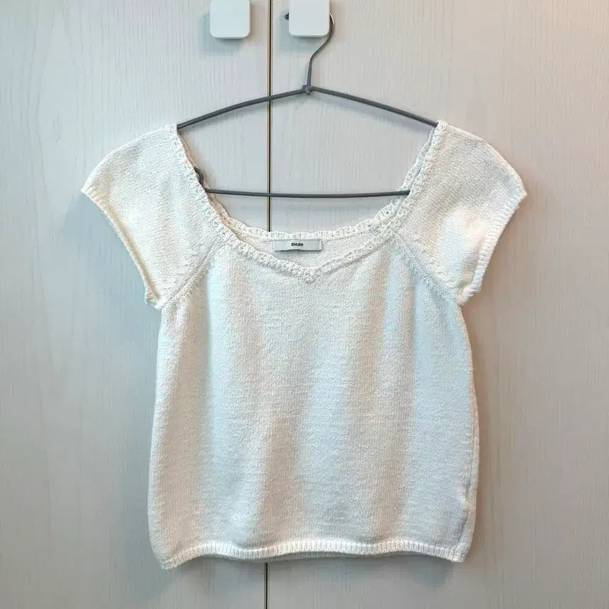 [BUNJANG] ENUFF Ivory Short Sleeve Knit Top / 성수 편집샵 ENUFF 이너프 아이보리 반팔 니트