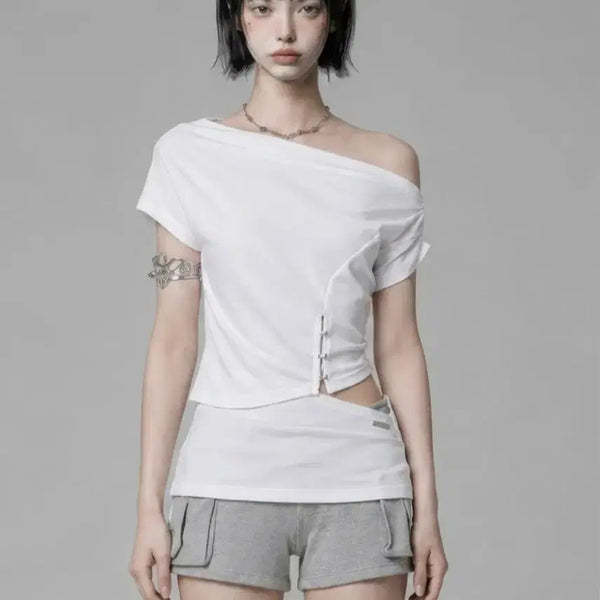 [BUNJANG] ETEOSEOM CUT OUT OPEN SHORT SLEEVE / (새상품) 에트오소메 cut out open short sleeve