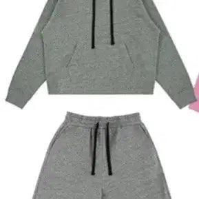 [BUNJANG] Women's Hooded Sweatshirt & Shorts Training Set - Dark Gray / (새상품) 여성 후드티&반바지 트레이닝 세트