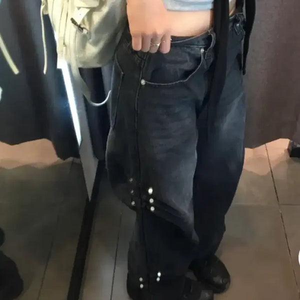 [BUNJANG] Soand Stud Point Wide Denim Pants / soand 스터드 포인트 와이드 데님 팬츠 바지
