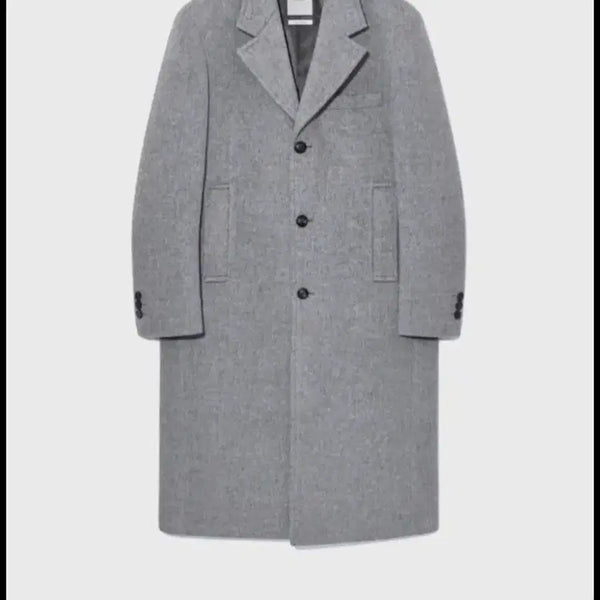 [BUNJANG] Belliere Vertical Single Cashmere Coat Melange Grey L / 벨리에 버티컬 싱글 캐시미어 코트 멜란지그레이 L