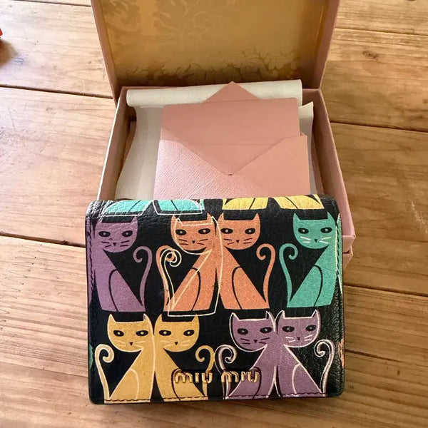 [BUNJANG] Miu Miu Cat Pattern Bifold Wallet / 미우미우 고양이 패턴 반지갑