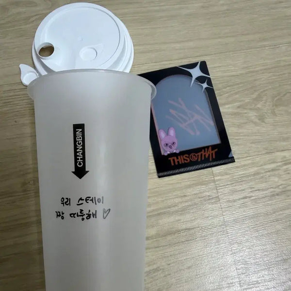 [BUNJANG] Stray Kids Changbin Reusable Cup L-Holder Skz Dwaekki Popup / 스트레이키즈 창빈 리유저블 컵 L홀더 스키즈 돼끼 팝업