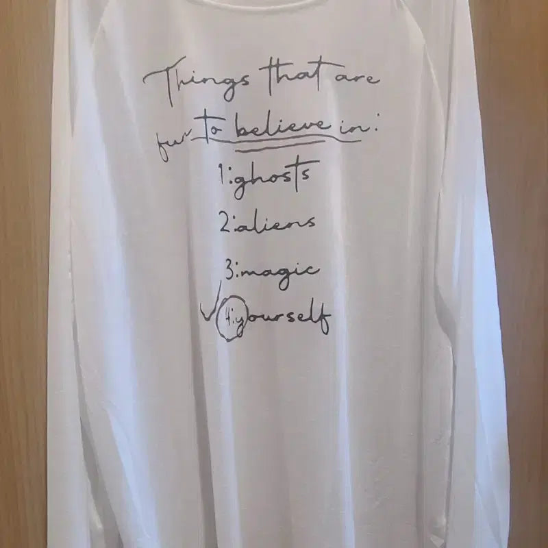 [BUNJANG] Graphic Long Sleeve T-Shirt (White / Free Size) / (새상품) 시원한 그래픽 얇은긴팔 티셔츠(화이트/free ~88)