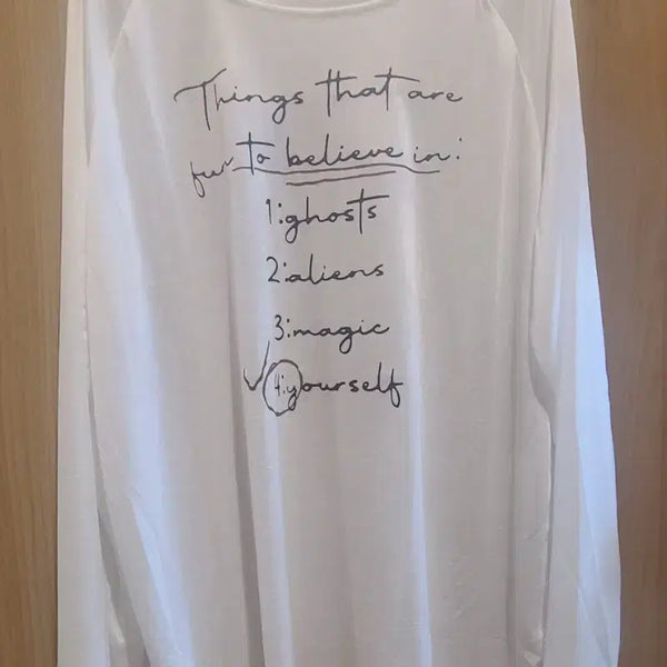 [BUNJANG] Graphic Long Sleeve T-Shirt (White / Free Size) / (새상품) 시원한 그래픽 얇은긴팔 티셔츠(화이트/free ~88)