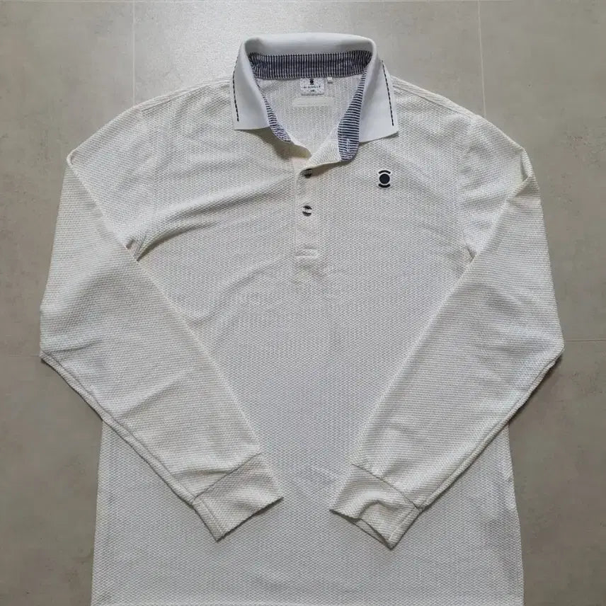 [BUNJANG] WAAC Men's Long Sleeve Polo Shirt White Size 100 / 와이드앵글 (100)골프웨어 긴팔카라티